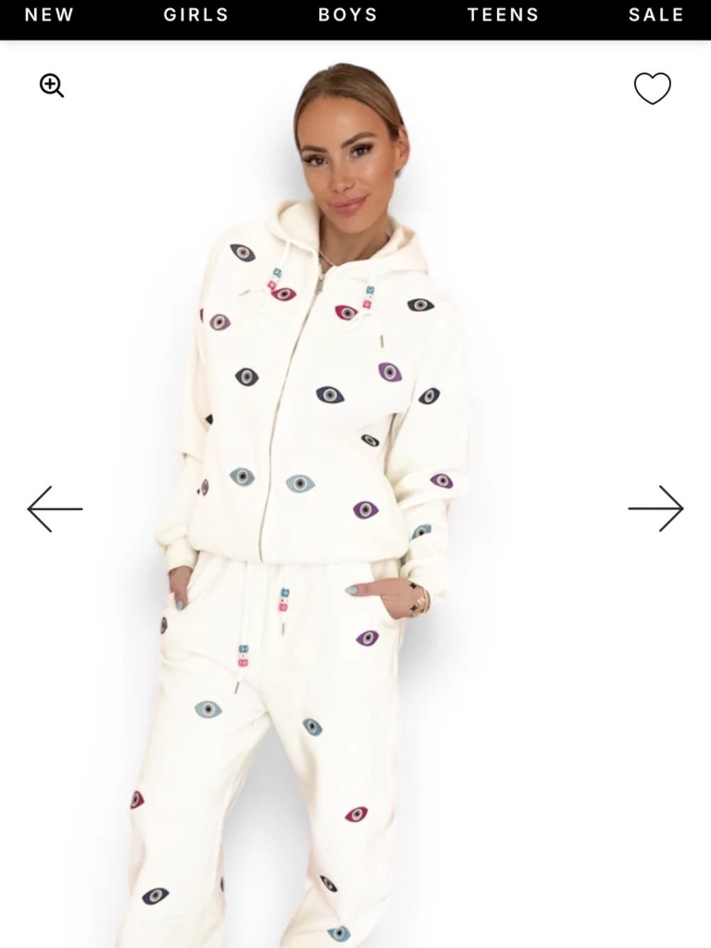 Lola + The Boys Cream Eye Print Track Pants